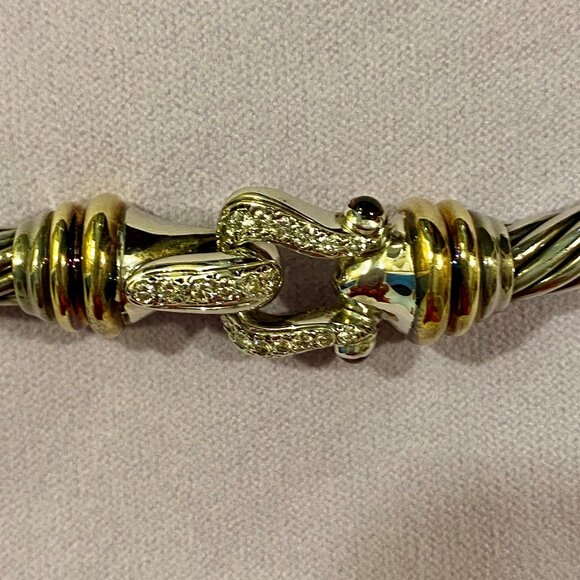 David Yurman Classic Cable Diamond with Cabochon Ruby Twisted Choker Necklace - Picture 2 of 3